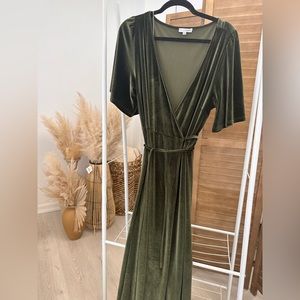 Olive green xxxl Baltic born velvet dress